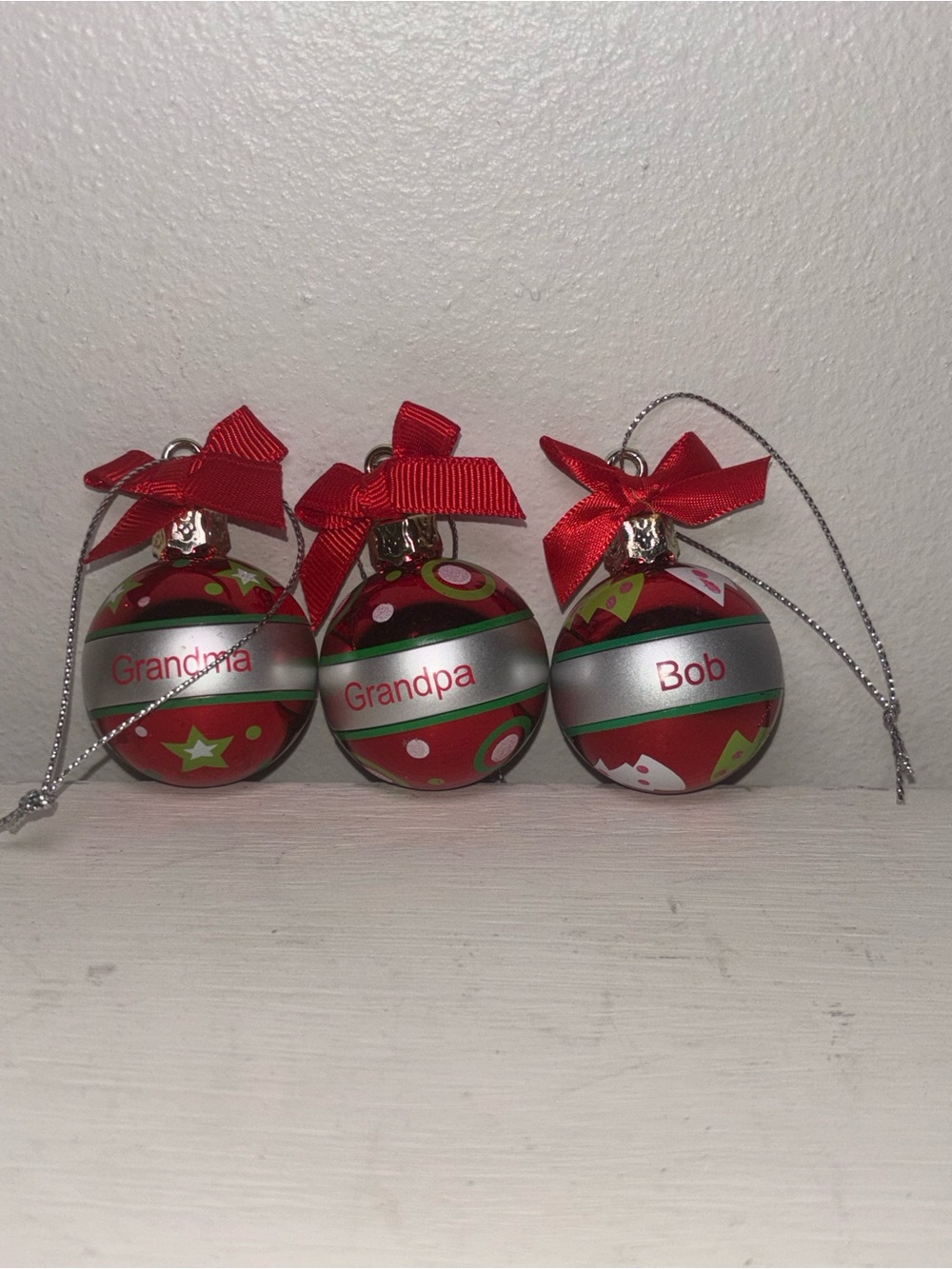Personalized Christmas Ornaments, Grandma, Grandpa and Bob!!